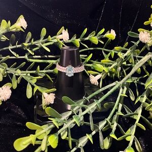 Tiffany Blue Oval Moissanite Wedding Set Sz 8 White Gold